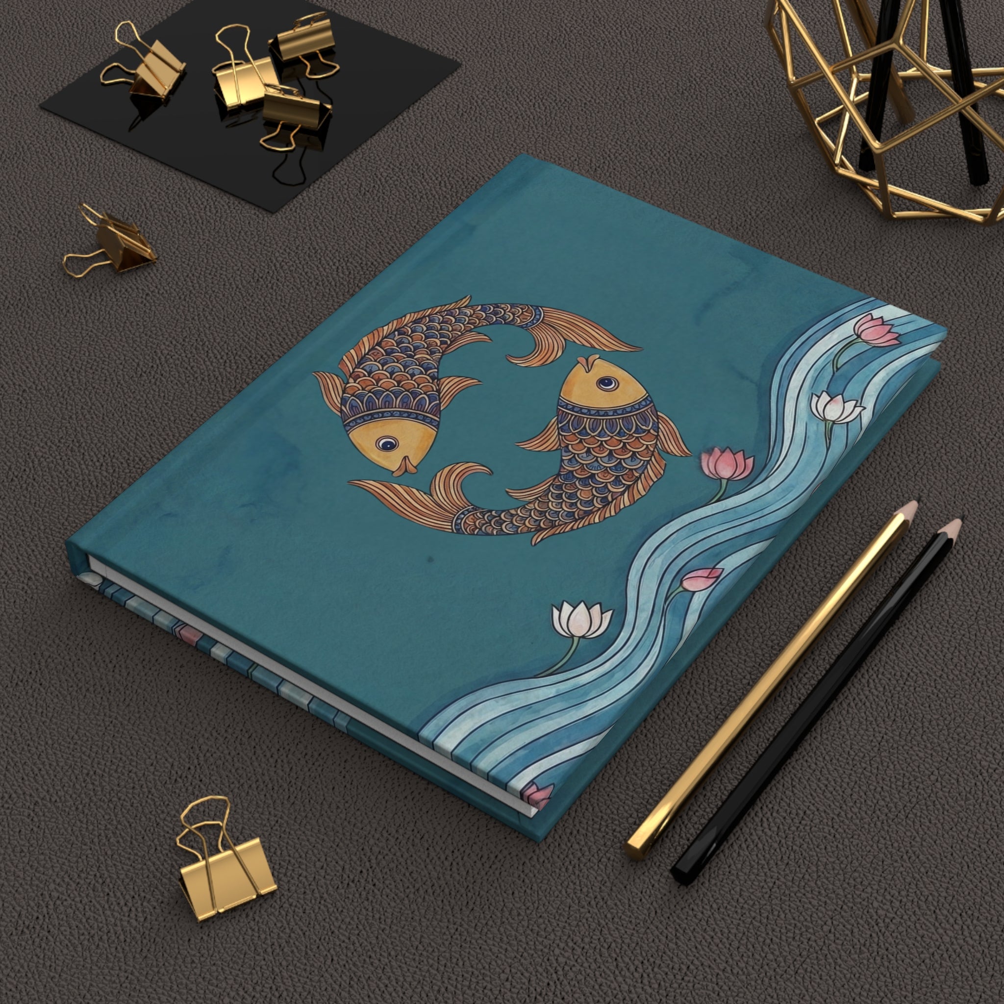 River of Dreams: Teal Matsya Hardcover Journal