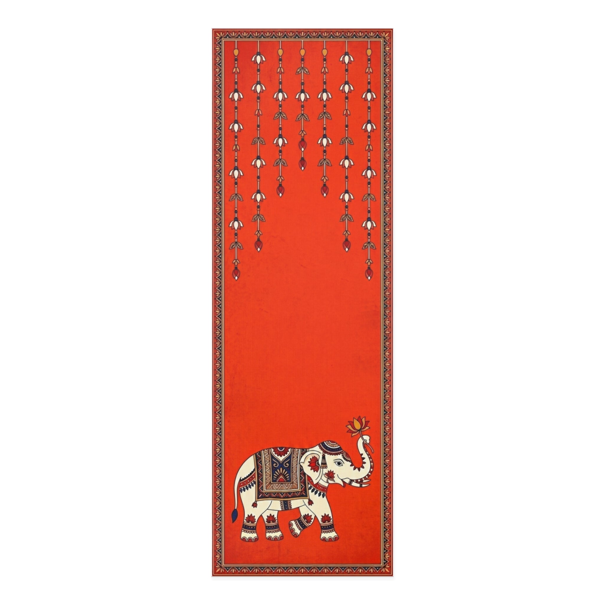 The Royal Gaja: Terracotta Madhubani Elephant Yoga Mat