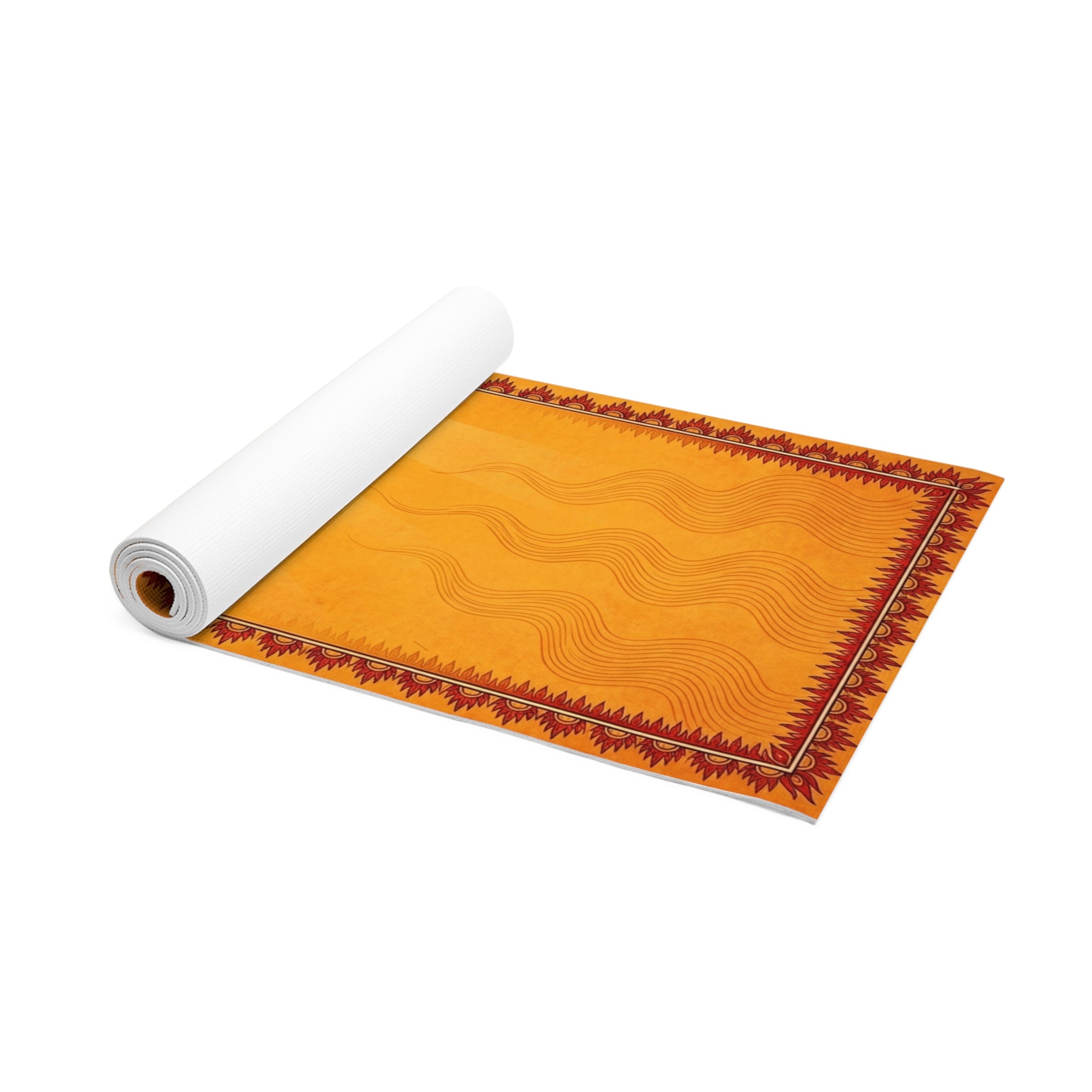 Eternal Radiance: Saffron Madhubani Sun Yoga Mat