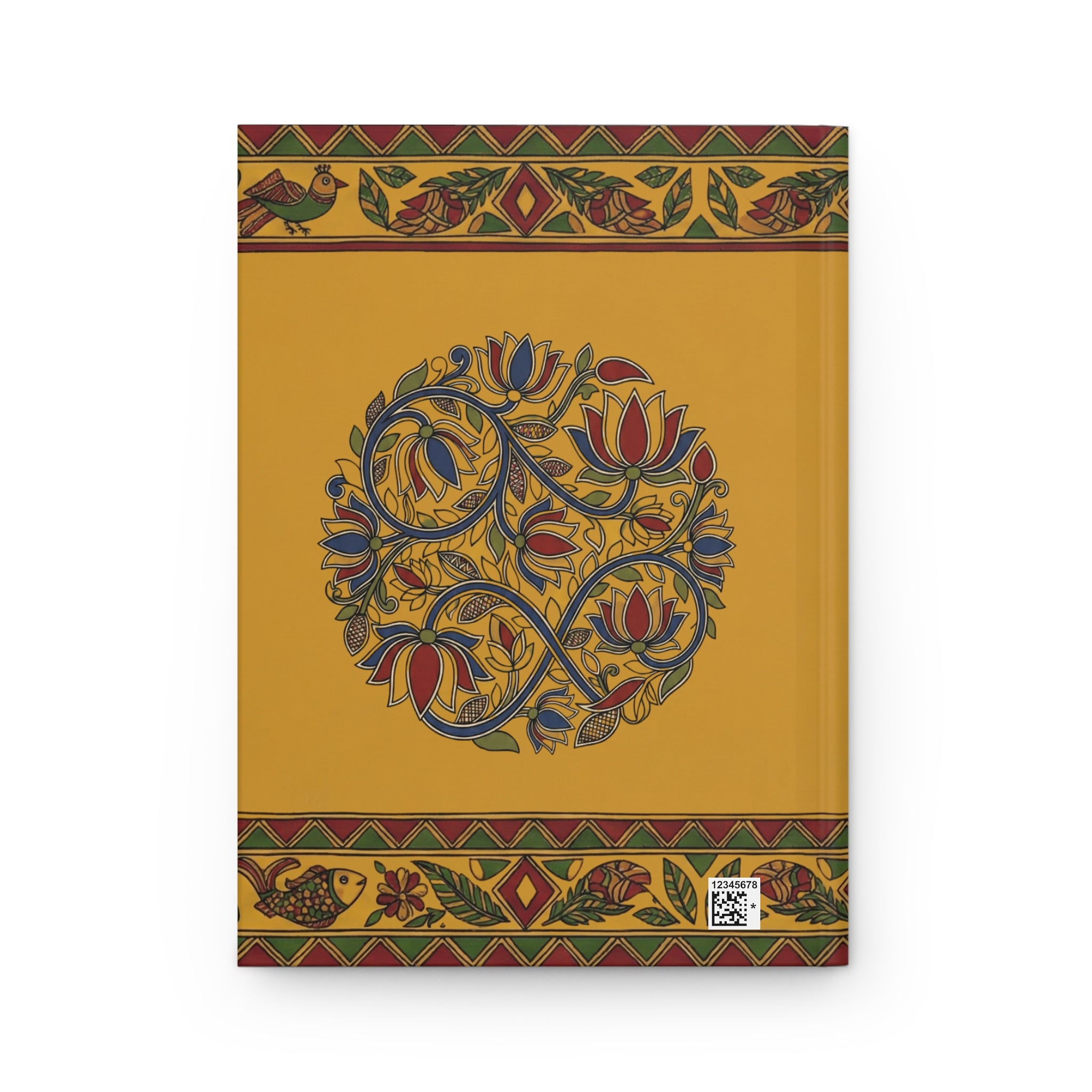 Royal Mayura: Turmeric Yellow Peacock Madhubani art Journal